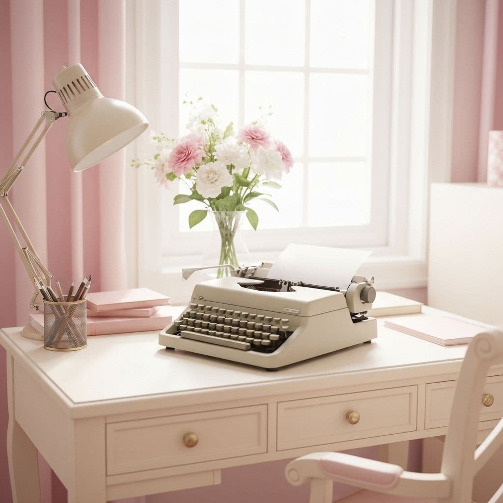 Writing desk with journal and pen